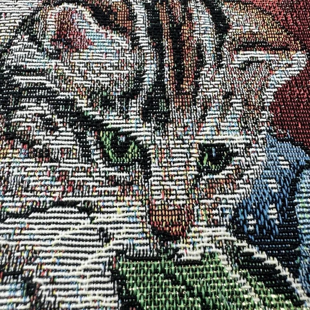 Vtg Christmas Cats Tapestry‎ Wall Hanging Holiday Kittens Tree Gifts 36x26